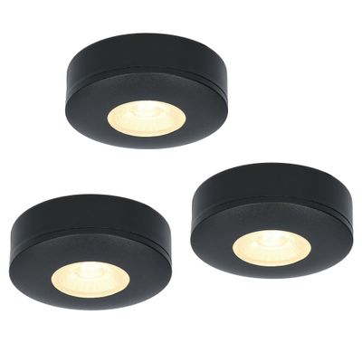 HOFTRONIC™ Set van 3 LED Opbouwspots Pavo zwart 3 Watt 2700K 300lm Ultra dun 23 mm