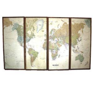 DKNC - Wereld kaart Alimos - Hout - 120x3.5x50cm - Multi