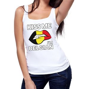 Kiss me I am Belgian wit fun-t tanktop voor dames XL  -
