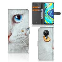 Xiaomi Redmi Note 9 Pro | Note 9S | Telefoonhoesje | Met pasjeshouder | Witte Kat