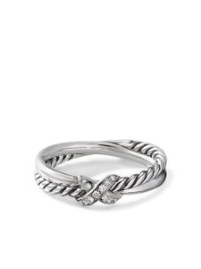 David Yurman bague Petite X en argent sterling pavée de diamants (4 mm)