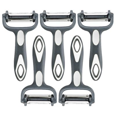 Dunschiller Profi - 5x - grijs/wit - kunststof - 15 cm - aardappelschiller met 3 mesjes