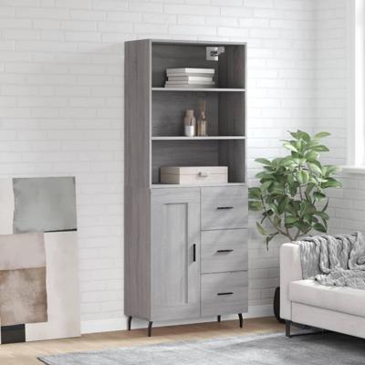 Hoge kast 69,5x34x180 cm bewerkt hout grijs sonoma eikenkleurig