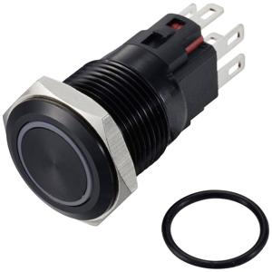 TRU COMPONENTS TC-12647436 Druktoets 250 V/AC 3 A 1x uit/(aan) IP65 RGB Moment Aluminium (geëloxeerd) 1 stuk(s)