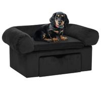 VidaXL Hondenbank met lade 75x50x38 cm pluche zwart