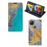 Google Pixel 4a | Standcase | Marble Blue Gold