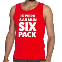 Ik werk aan mijn SIX Pack tekst tanktop / mouwloos shirt rood - thumbnail