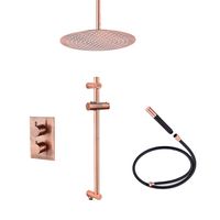 Saniclear Copper Pro inbouw regendouche 20cm met plafondarm en glijstang geborsteld koper