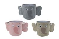 Opbergmand Olifant grijs/beige/roze 3 assorti stof