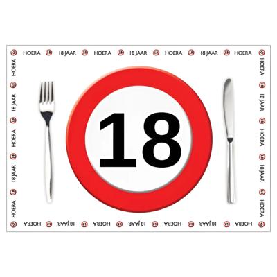 Placemat 18 jaar - 10x stuks - 42 x 30 cm - 90g - papier - verjaardag - jubileum