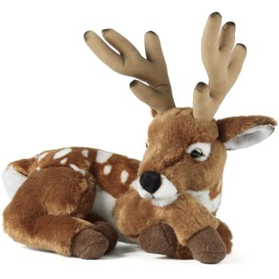 Living Nature - Pluche hert met gewei - bruin - knuffel - 29 cm - speelgoed