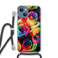 Neon bloemen: iPhone 13 mini Transparant Hoesje met koord