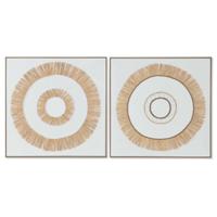 Canvas Home ESPRIT Wit Natuurlijk Boho 92 x 4,5 x 92 cm (2 Stuks)