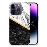 Apple iPhone 14 Pro | TPU | Siliconen hoesje | Marmer Wit Zwart - Origineel Cadeau Man Apple iPhone 14 Pro | TPU | Siliconen hoesje | Marmer Wit Zwart - Origineel Cadeau Man