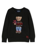 POLO RALPH LAUREN KIDS pull en coton à motif Polo Bear - Noir - thumbnail