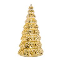 1x stuks led kaarsen kerstboom kaars goud D10 x H23 cm - LED kaarsen - thumbnail