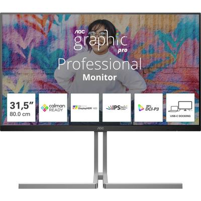 AOC U32U3CV LCD-monitor Energielabel F (A - G) 80 cm (31.5 inch) 3840 x 2160 Pixel 16:9 4 ms IPS LCD