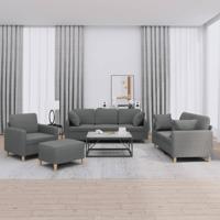4-delige Loungeset met kussens stof donkergrijs
