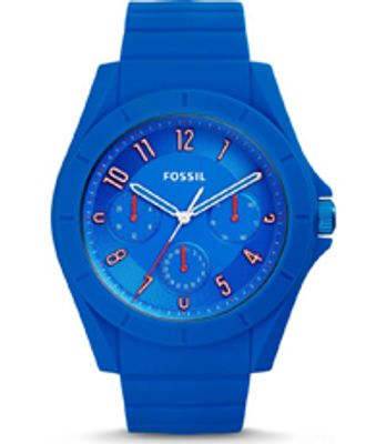 Horlogeband (Band + Kastcombinatie) Fossil FS5219 Onderliggend Silicoon Blauw