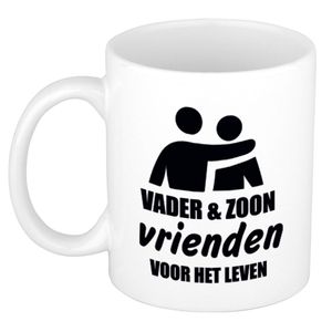 Vader en zoon cadeau koffiemok / theebeker wit 330 ml - Cadeau mokken / Vaderdag   -