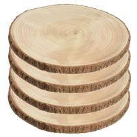 Decoratie boomschijf - 4x - Paulowna hout - D25 cm - Dikte 2 cm - onderzetter - plateau - thumbnail