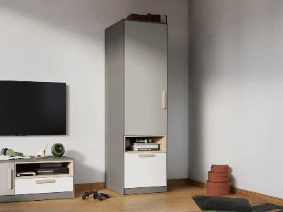 Kast PIKA 1 deur 1 lade wit/lichtgrijs