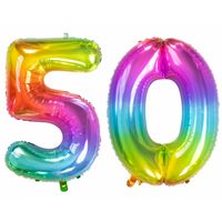 Grote folie ballonnen cijfer 50 in het glimmend multi-kleuren 86 cm