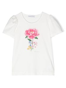 Monnalisa floral-print crew-neck T-shirt - Blanc