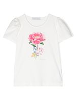 Monnalisa floral-print crew-neck T-shirt - Blanc - thumbnail