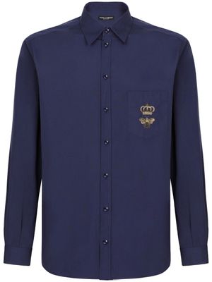 Dolce & Gabbana chemise en coton à logo brodé - Bleu