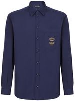 Dolce & Gabbana logo-embroidered cotton shirt - Bleu