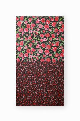 Rechthoekige sjaal met bloemen - BLACK - U
