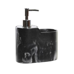 Items Zeeppompje met keuken organizer Marble - zwart/zilver - polyresin - 15 x 8 x 18 cm   -