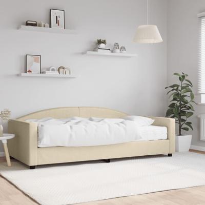 Slaapbank met matras 100x200 cm stof crèmekleurig