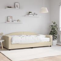 Slaapbank met matras 100x200 cm stof crèmekleurig
