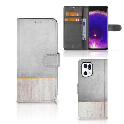 OPPO Find X5 Pro | Book Style Case | Wood Concrete | Portemonnee hoesje