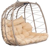 Hangstoel Tweepersoons 'Egg Duo' Taupe - Zwart - 200 kg - Tropilex Hangstoel Tweepersoons 'Egg Duo' Taupe - Zwart - 200 kg - Tropilex