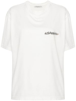 Alessandra Rich t-shirt orné de cristaux à imprimé graphique - Blanc