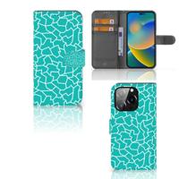 iPhone 14 Pro Hoesje Cracks Blue | Portemonnee hoesje