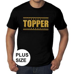 Grote maten Topper t-shirt zwart met gouden letters heren