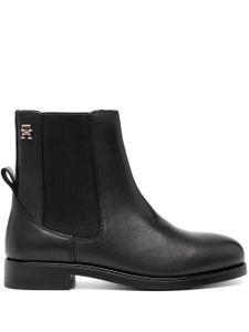 Tommy Hilfiger bottines en cuir à plaque logo - Noir