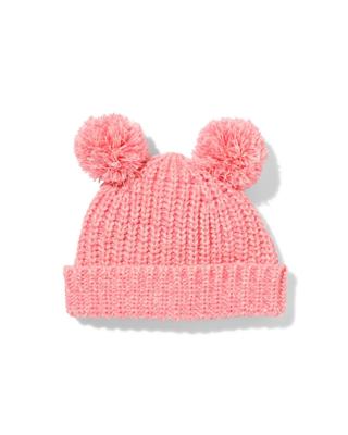 051 Babymuts Pompon Roze (roze)