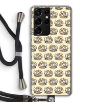 Slapende poes: Samsung Galaxy S21 Ultra Transparant Hoesje met koord