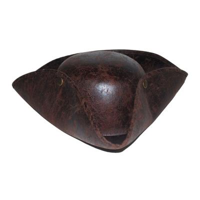 Piraten verkleed hoed - bruin - driepunt hoed - volwassenen - carnaval - lederlook - piratenhoed