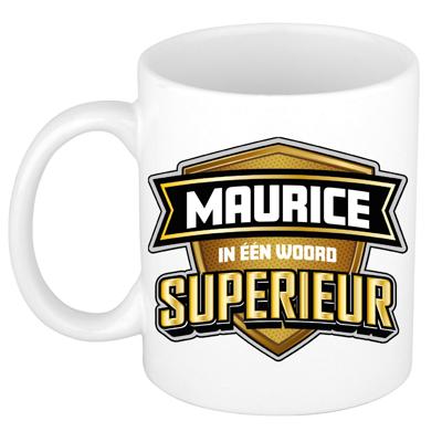 Naam mok Maurice - wit - Superieur - keramiek - 300 ml - cadeau collega beker