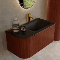 Badmeubel Mondiaz Kurve | 85 cm cm | Meubelkleur Ruby | Wastafelkleur Urban | Solid surface | Wasbak rechter zijde spoelbak | 1 kraangat