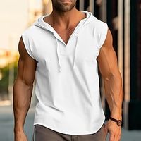 Voor heren Singlet Vest Top Onderhemd Mouwloos shirt Effen Capuchon Buiten Uitgaan Mouwloos Kleding Modieus Ontwerper Spier Lightinthebox - thumbnail