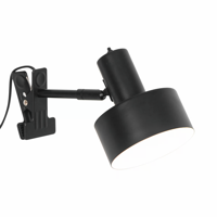 Wandlamp met klem Matis zwart metaal E27 fitting stekker