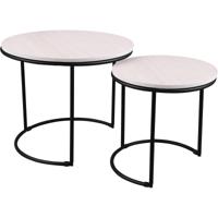 Bijzettafel Set - Moderne Zwart/Wit Tafels - 2 Stuks