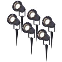 Set van 6 Sydney LED prikspots - Dimbaar - Kantelbaar - GU10 5 Watt 400 lumen - 4000K neutraal wit - IP65 waterdicht - Zwart